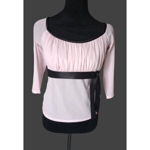 Tempted Women's Medium Pink with Black Trim Y2K, 90's Blouse, Vtg.